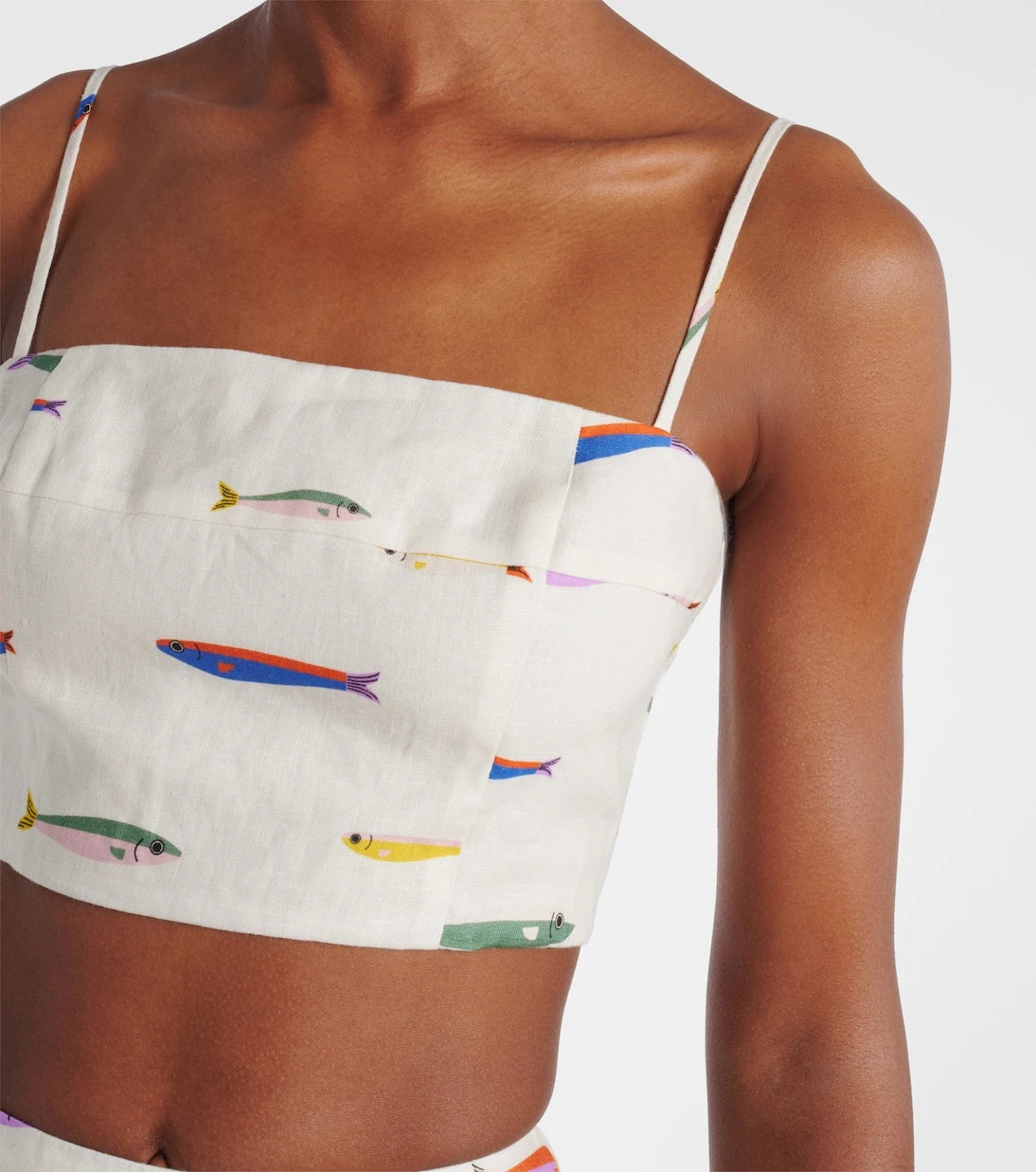 Staud - Federico printed linen crop top