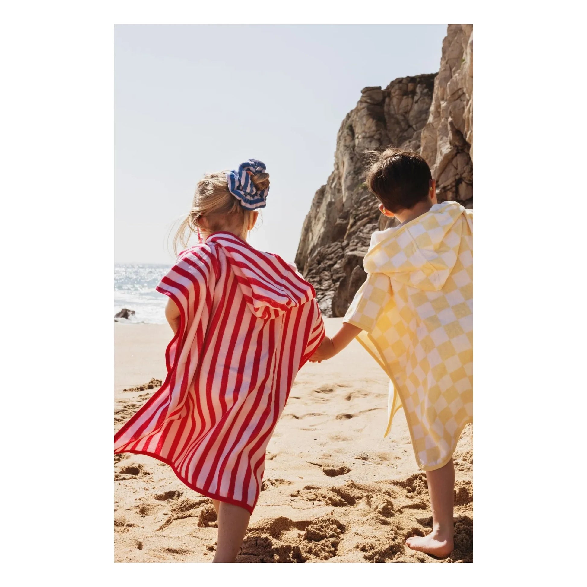 Jera Mini - Striped Towelling Bath Poncho | Pink