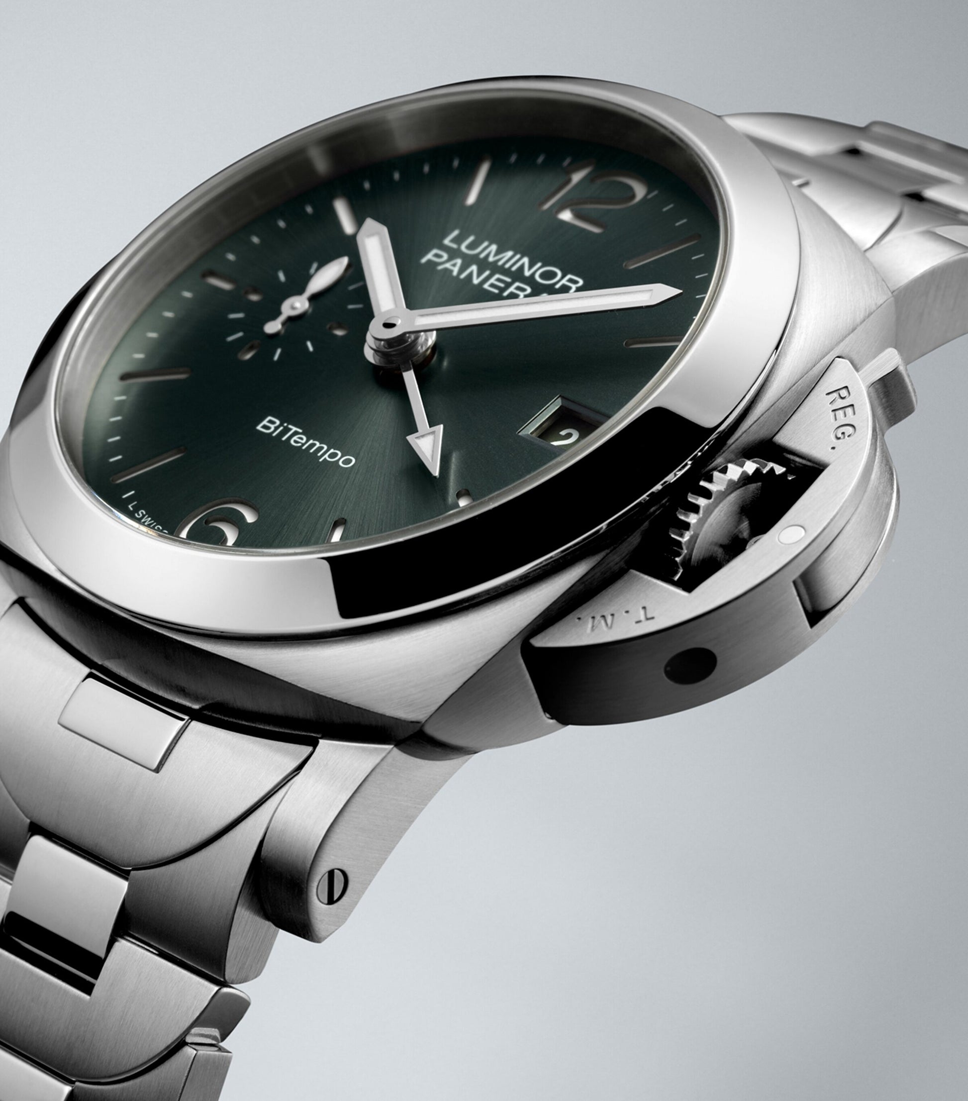 Brushed Steel Luminor Quaranta BiTempo Watch 40mm