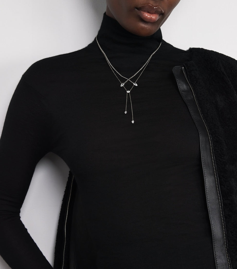 Eva Fehren Blackened White Gold and Diamond X Necklace