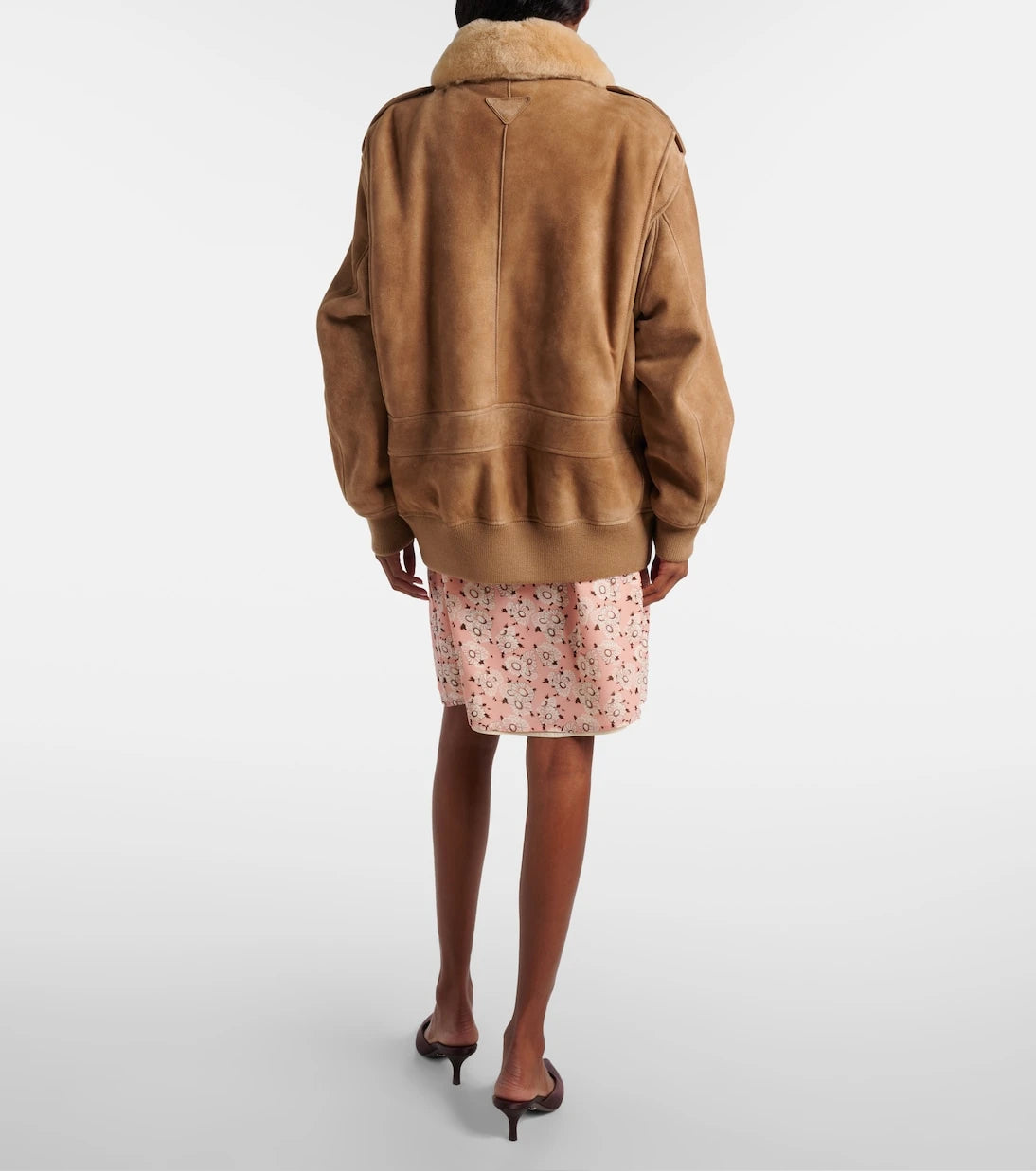 Prada - Shearling-trimmed suede jacket
