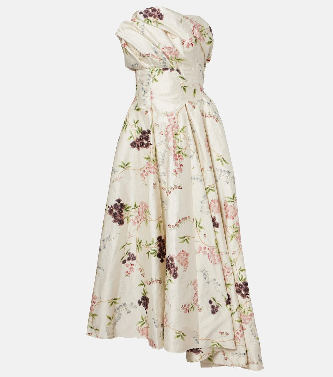 Erdem - Draped floral satin cocktail dress