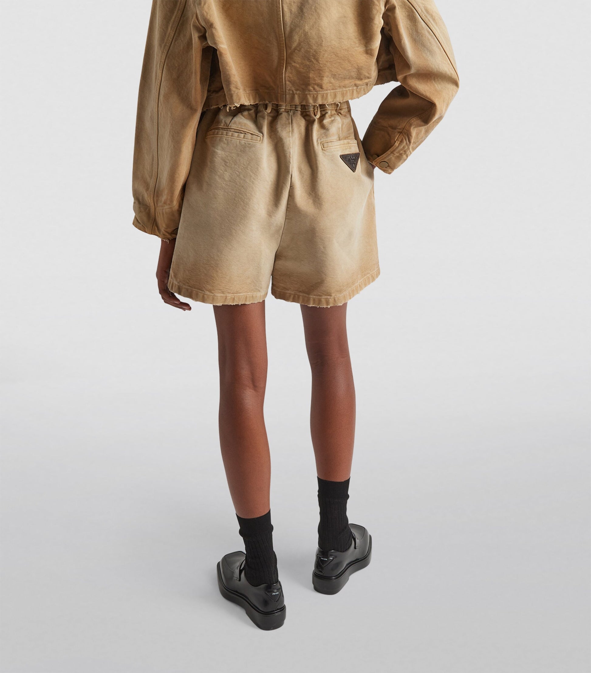 Prada Neutral Canvas Shorts