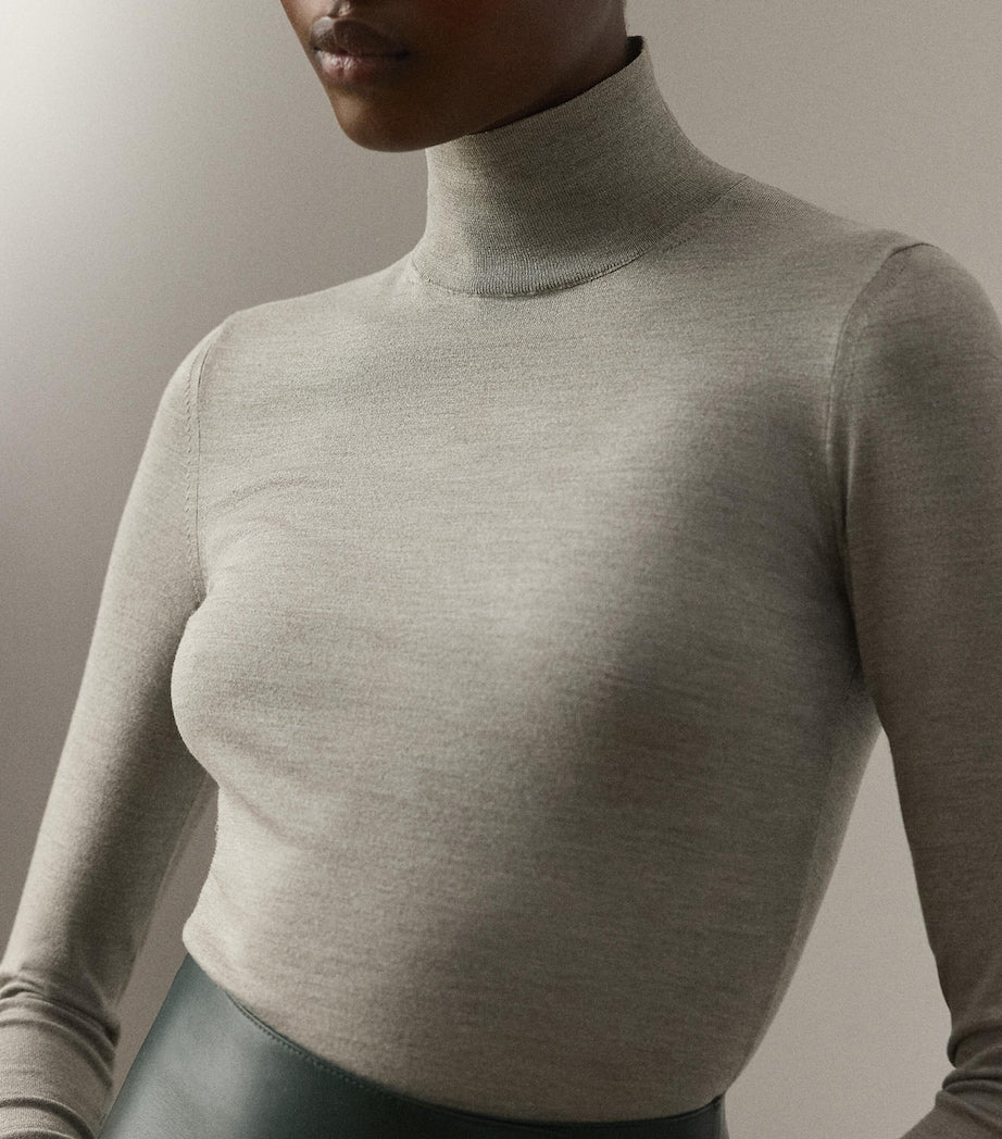 Ralph Lauren Collection Grey Mulberry Silk-Blend Turtleneck Sweatshirt