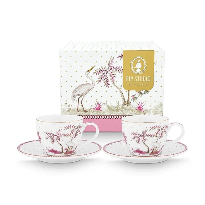 Pip Studio Jolie Dots Gold Pink 120 ml İki Kişilik Fincan ve Tabağı Seti
