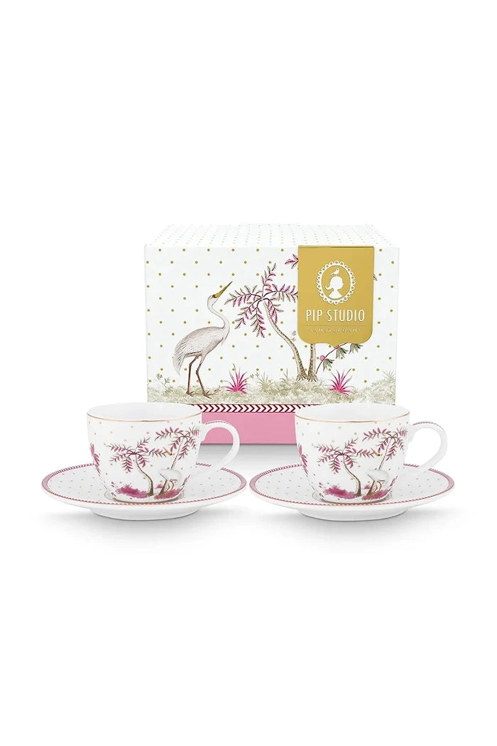 Pip Studio Jolie Dots Gold Pink 120 ml İki Kişilik Fincan ve Tabağı Seti