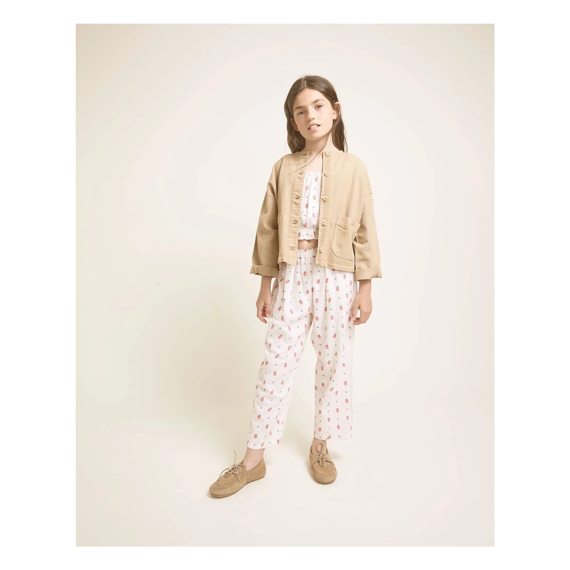 Búho - Organic Cotton Strawberry Ruffle Top | Cream