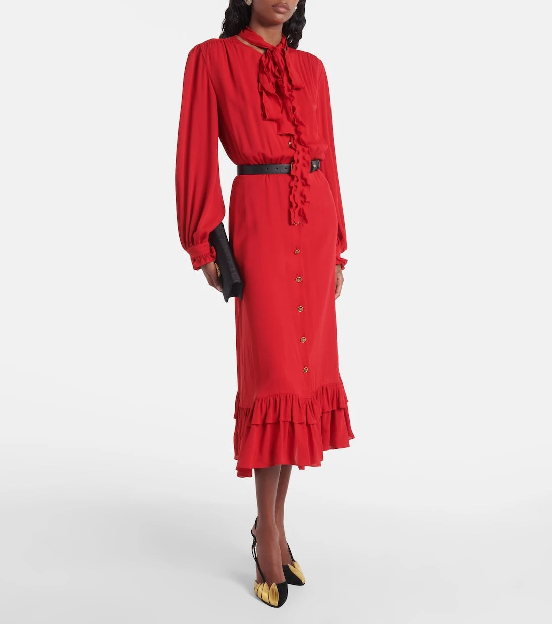 Valentino - Ruffled silk georgette midi dress