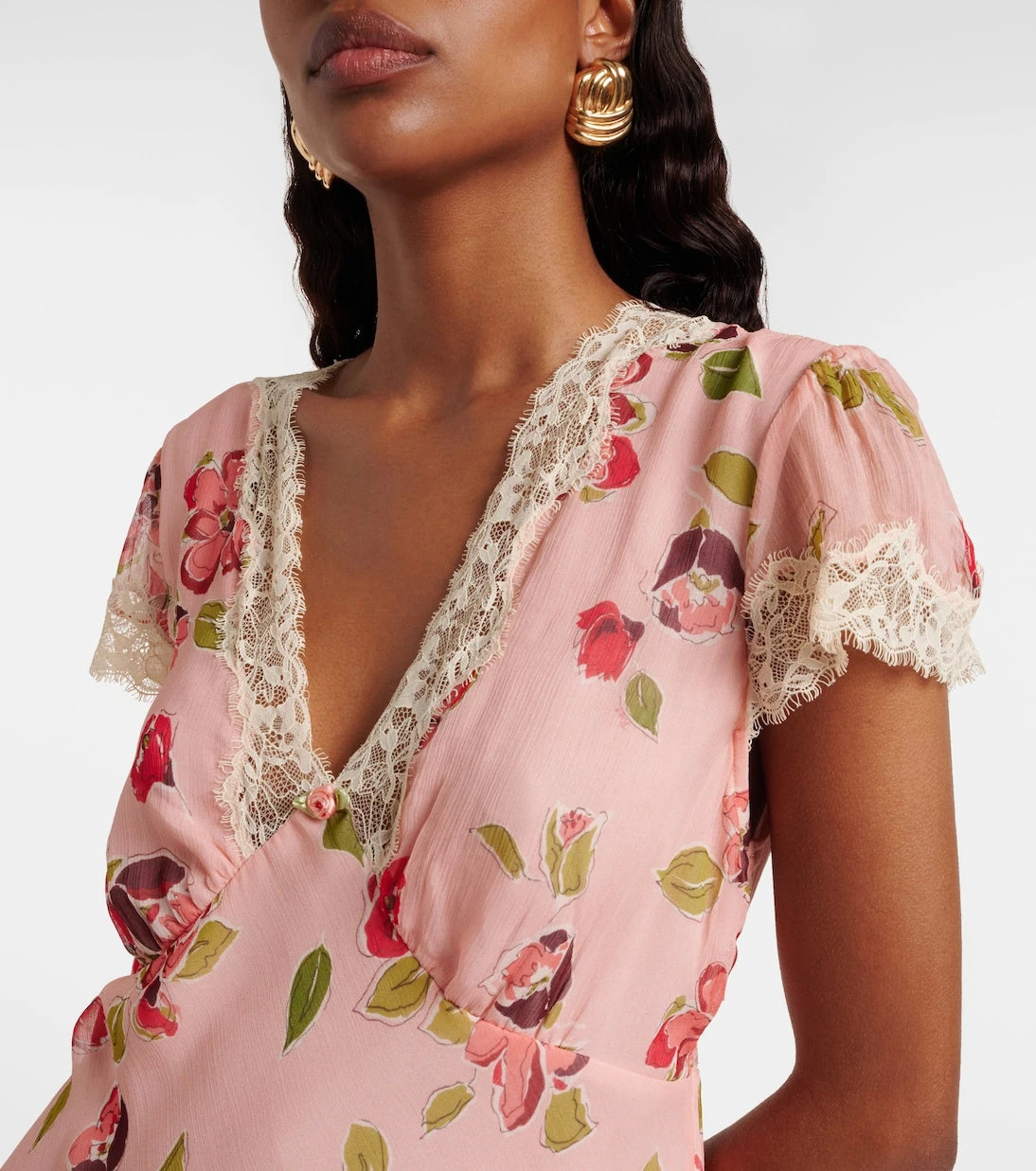 Rixo - Clarice floral lace-trimmed midi dress