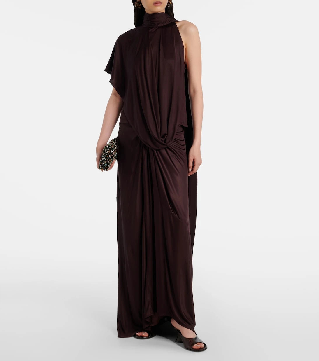 Dries Van Noten - Scarf-detail draped satin top