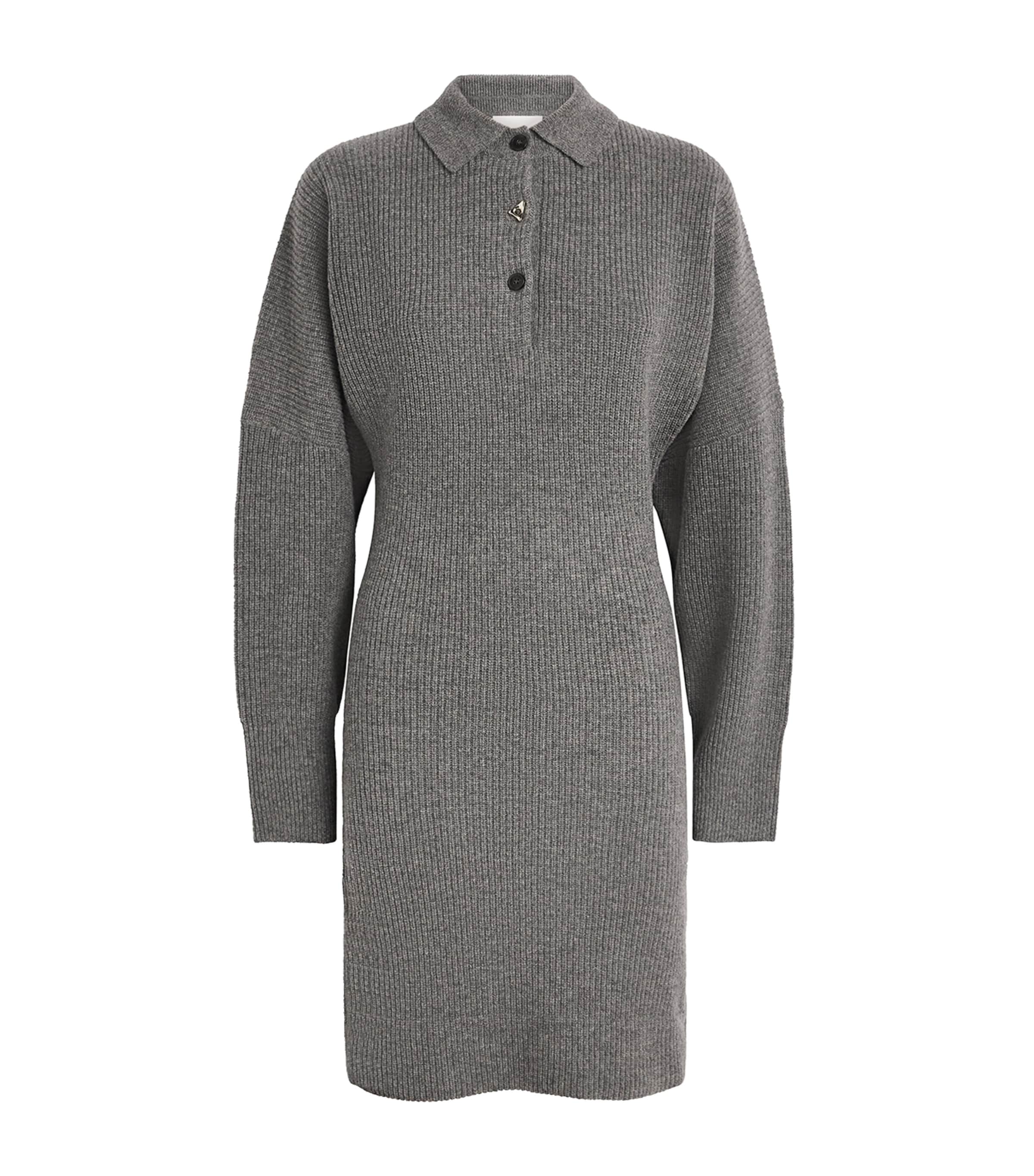 Aeron Grey Wool Desert Polo Mini Dress
