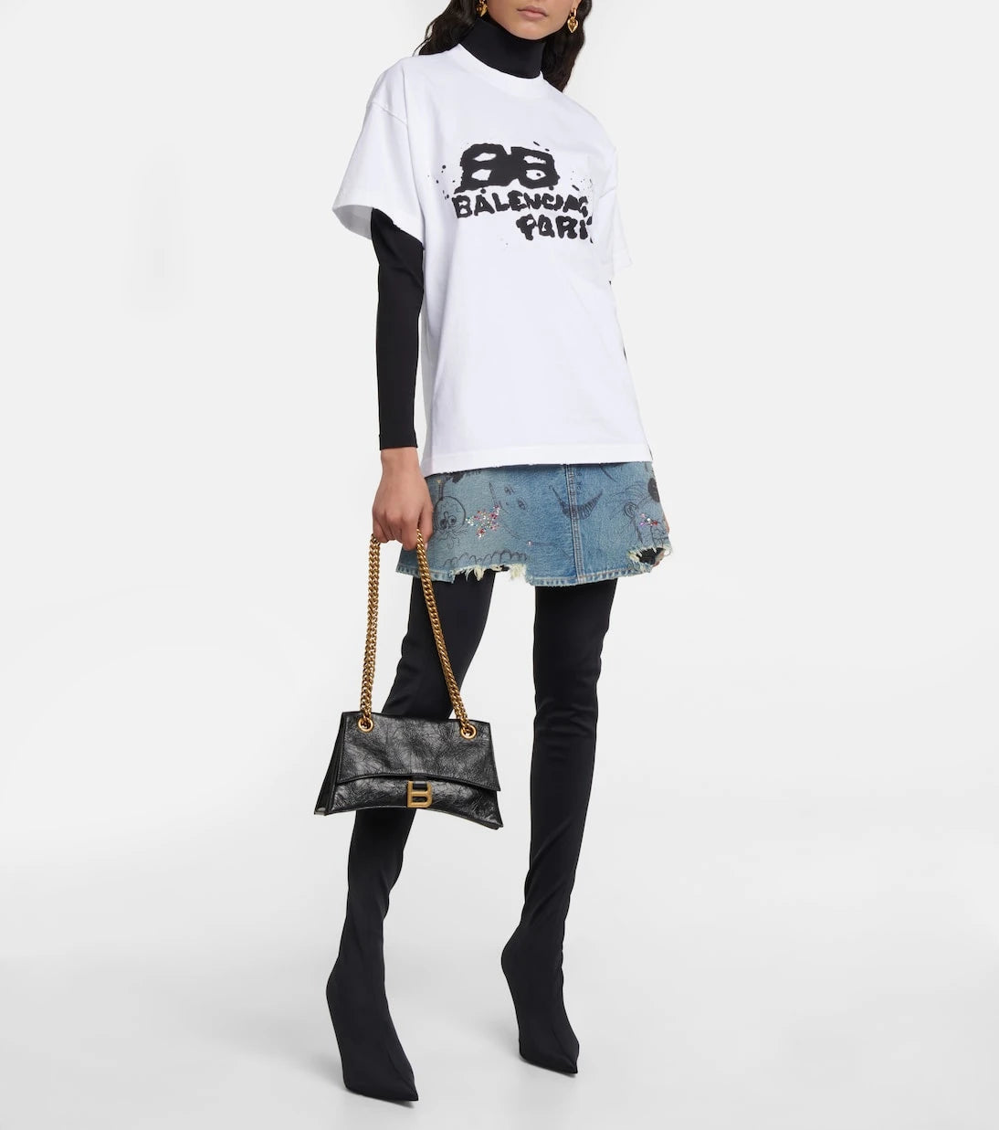 Balenciaga - حقيبة كتف Crush Small من الجلد