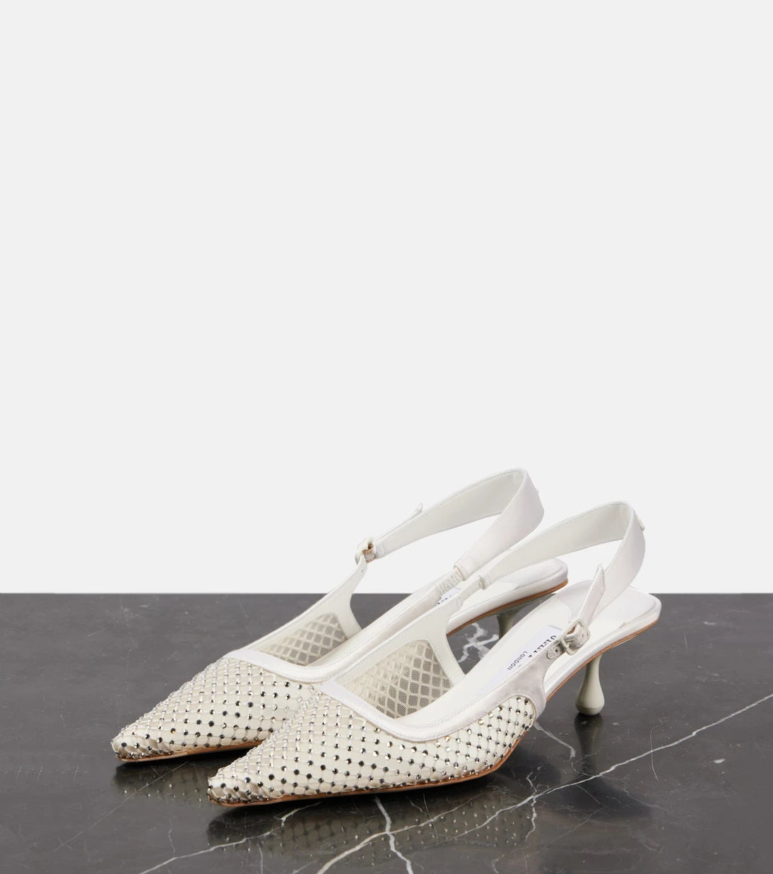 Jimmy Choo - حذاء أمل 50 بكعب عالٍ مزخرف وشريط خلفي شبكي
