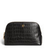 Small Croc-Embossed Leather Cosmetics Bag