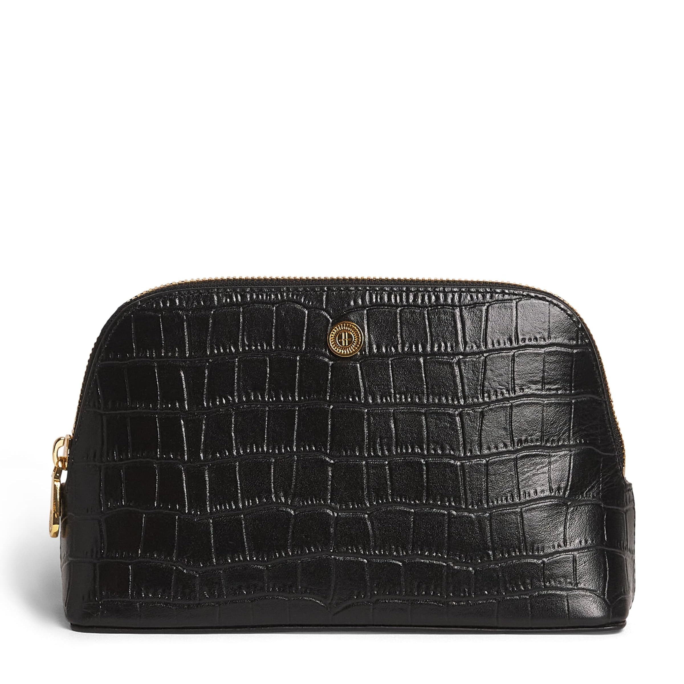 Small Croc-Embossed Leather Cosmetics Bag