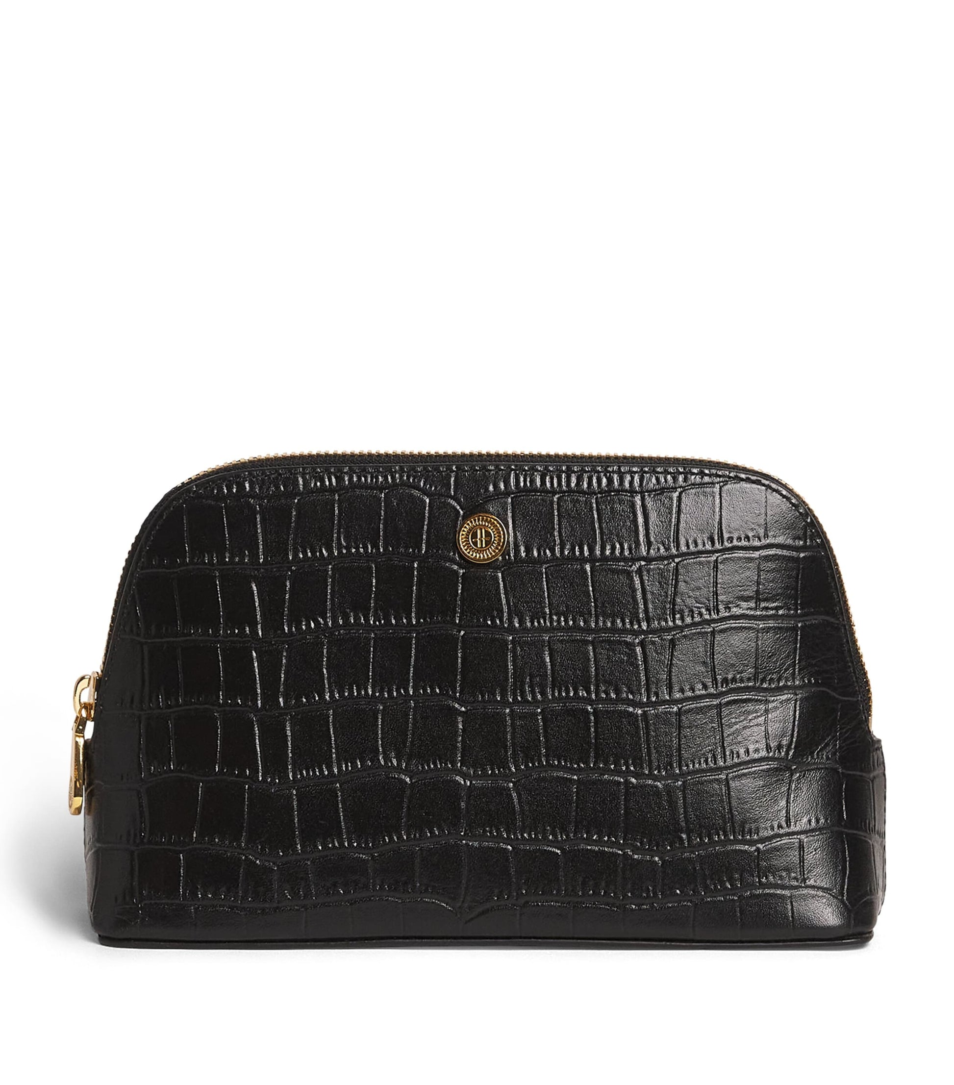 Small Croc-Embossed Leather Cosmetics Bag