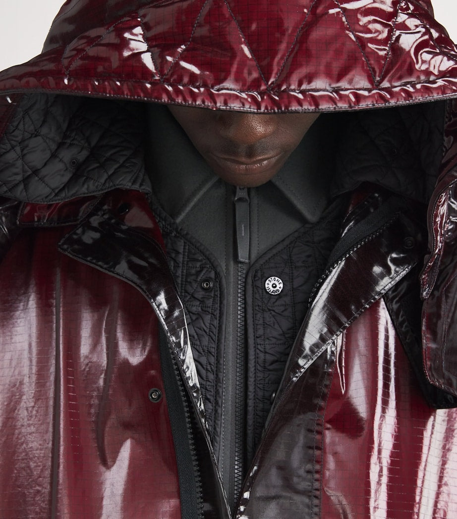 Burgundy Uneven Ripstop Prismatico Parka