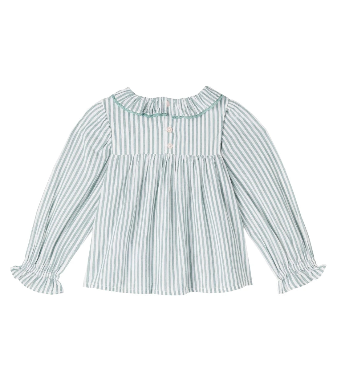Louise Misha - Antonella smocked striped cotton blouse
