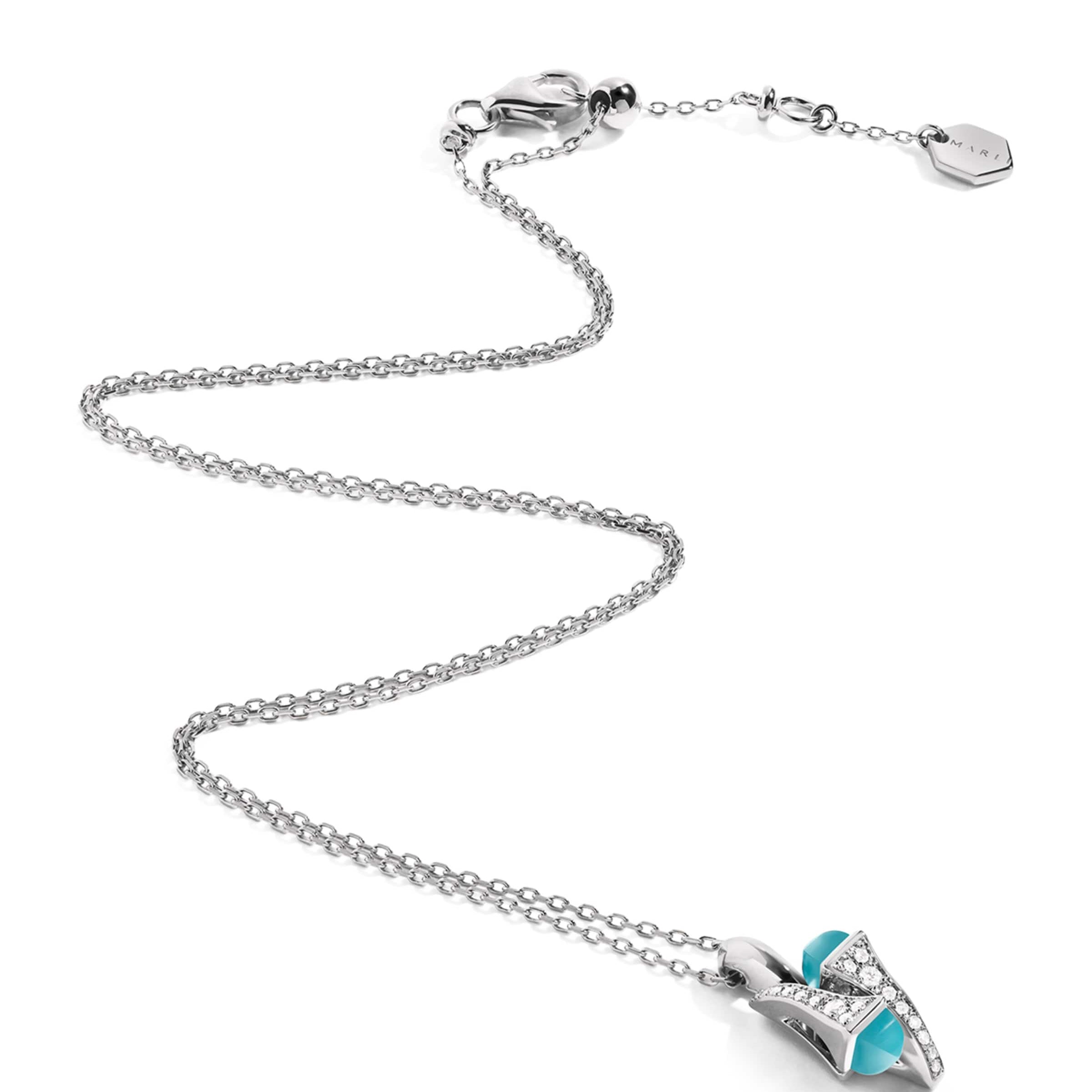 MARLI New York White Gold, Diamond and Blue Chalcedony Cleo Pendant Necklace