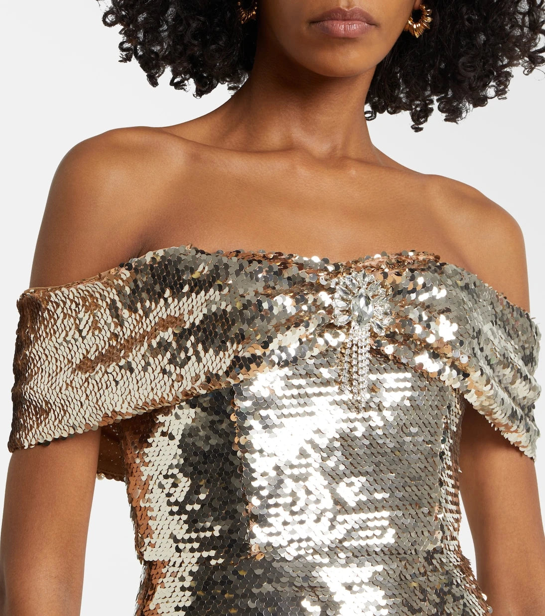 Self-Portrait - Sequined cutout maxi dress