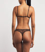 Skims Brown Stretch Lace Dipped Thong