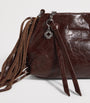 Maje Brown Leather Miss M Clutch Bag