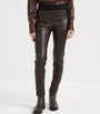 Brunello Cucinelli Brown Leather Slim Leggings