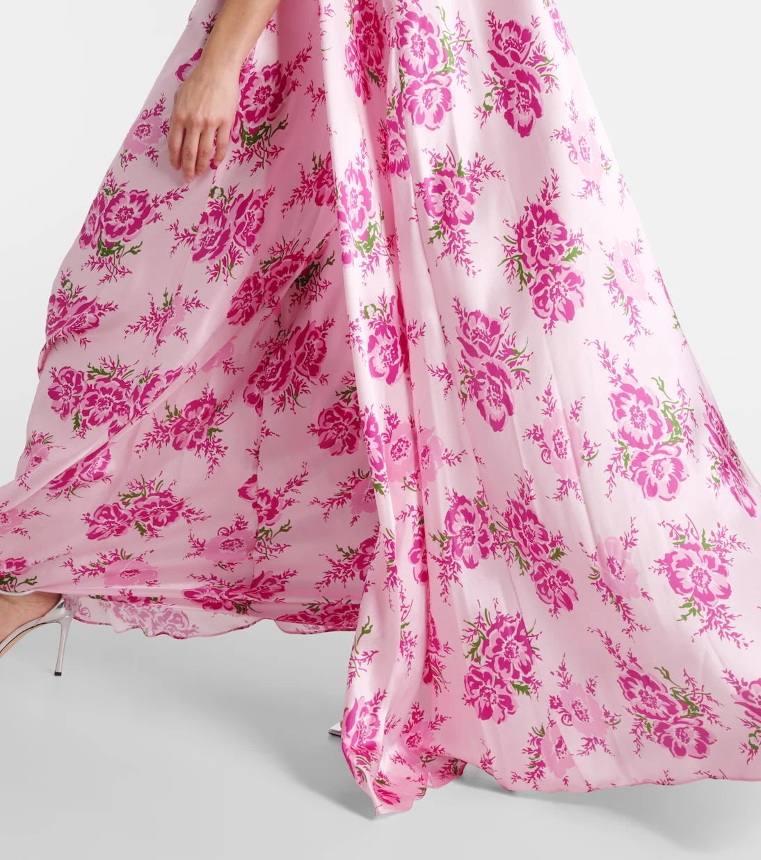 Rodarte - Caped floral silk satin gown