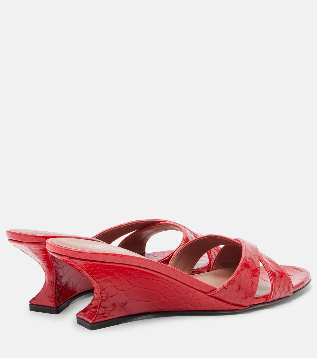 Paris Texas - Nina 50 croc-effect patent leather wedge mules