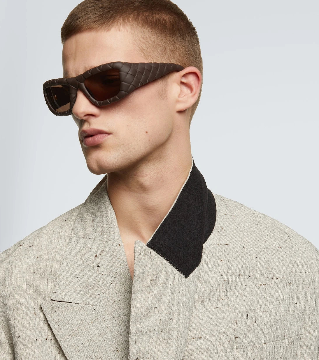 Bottega Veneta - Intrecciato rectangular sunglasses