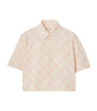 Burberry Pink Cotton Cropped Check Shirt