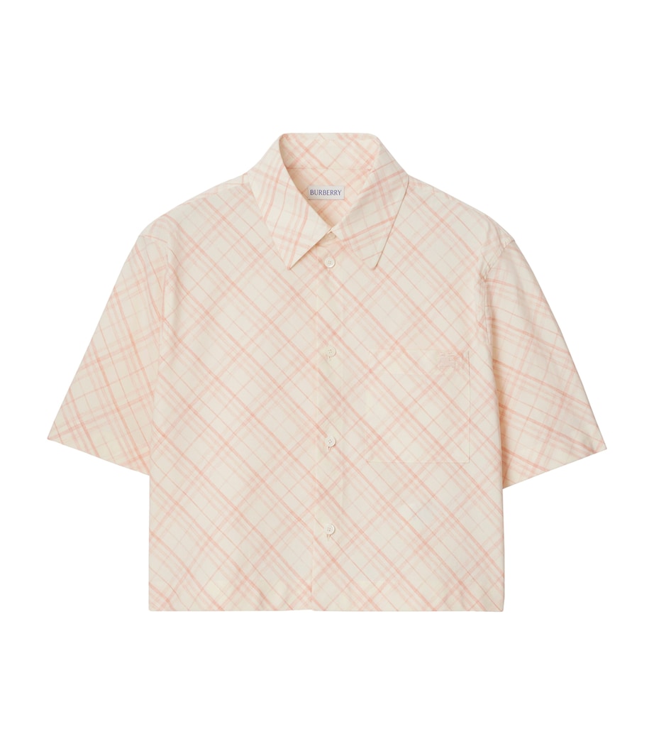 Burberry Pink Cotton Cropped Check Shirt