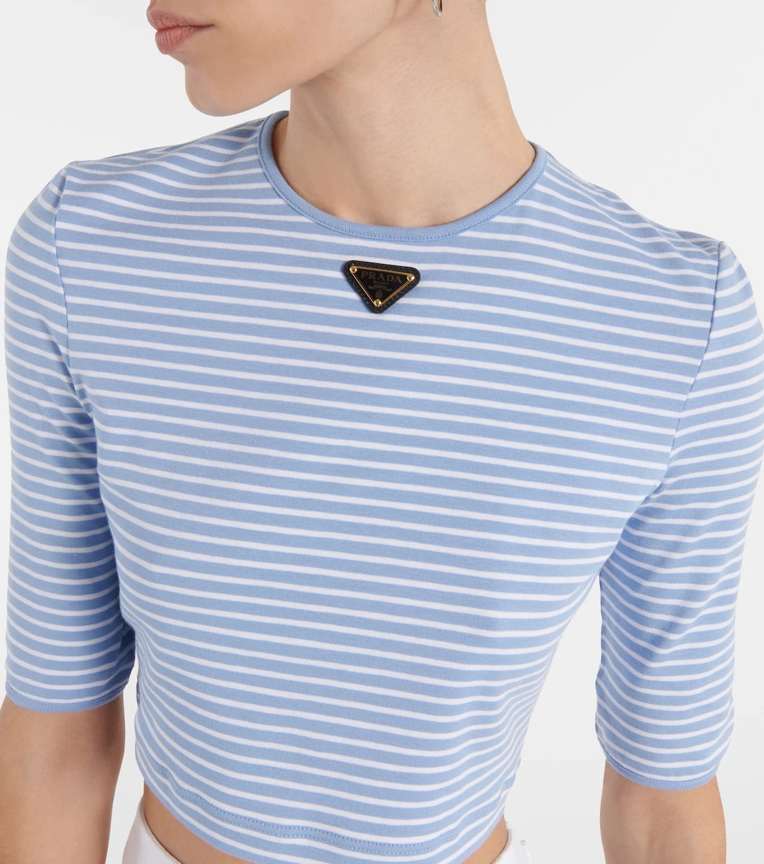 Prada - Logo cotton-blend crop top