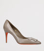 Grey Leather Sibille Pumps 85