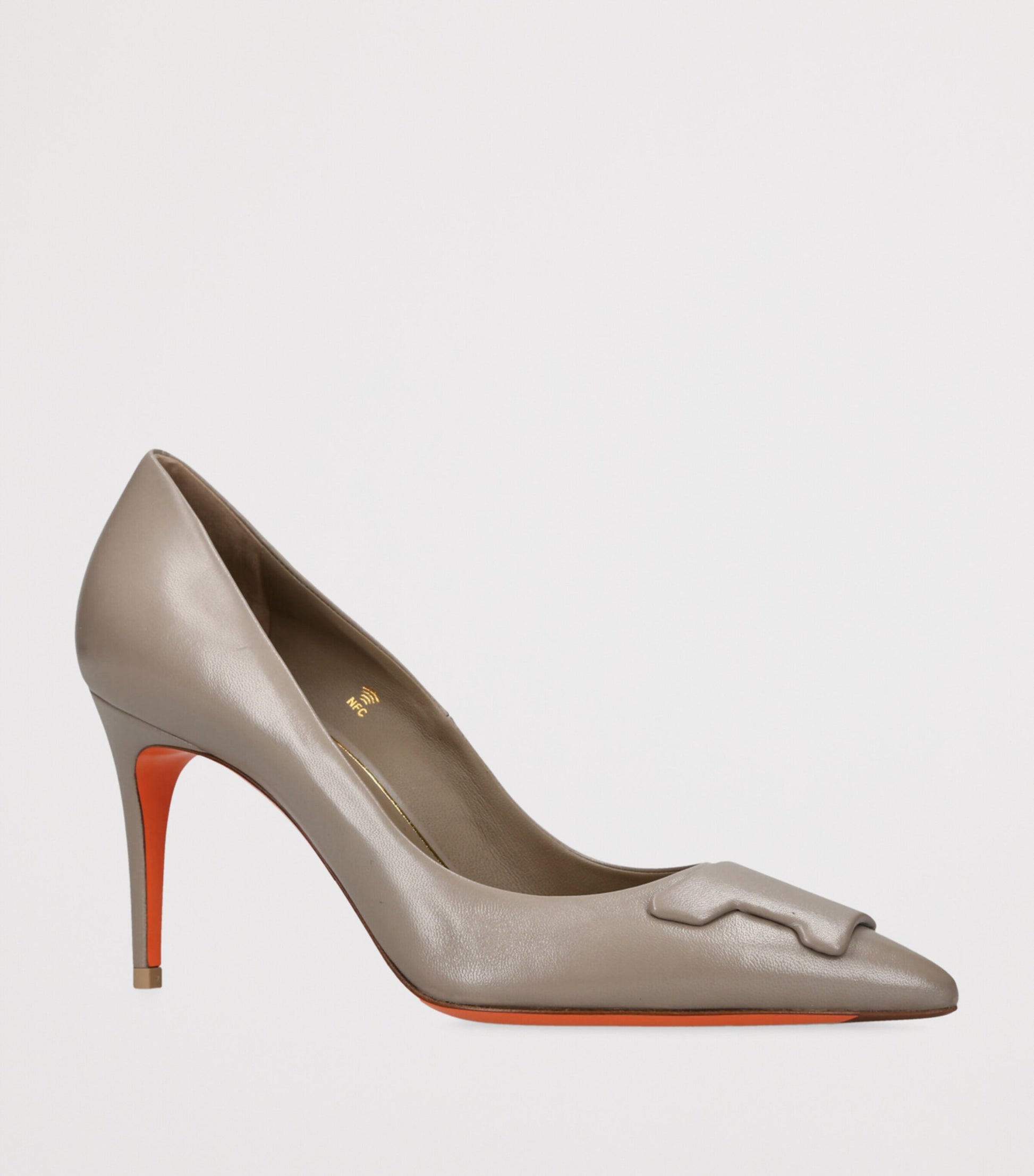 Grey Leather Sibille Pumps 85