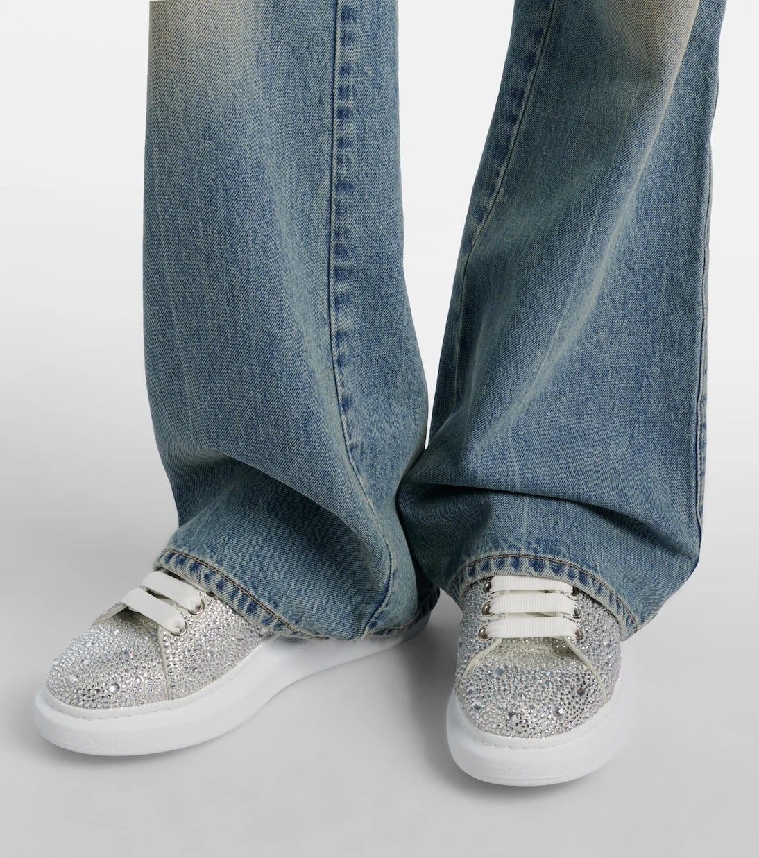 McQueen - Oversized embellished leather sneakers