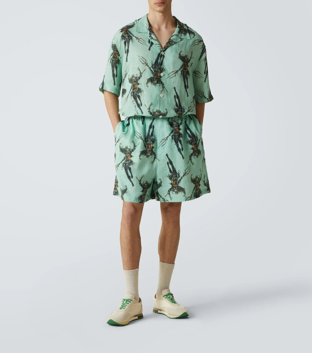Acne Studios - شورت كتان مطبوع