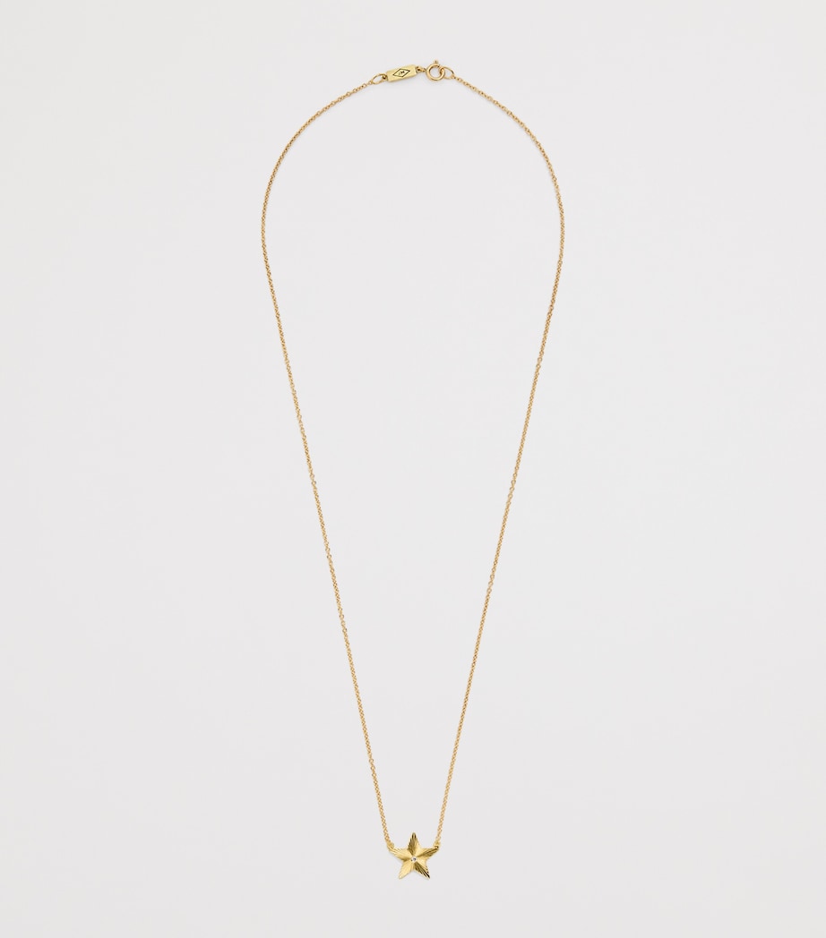 Mini Yellow Gold and Diamond 70s Star Necklace