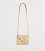 Saint Laurent Beige Raffia Cassandre Pouch on Chain