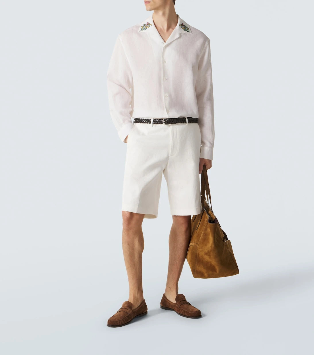 Etro - Paisley embroidered linen shirt