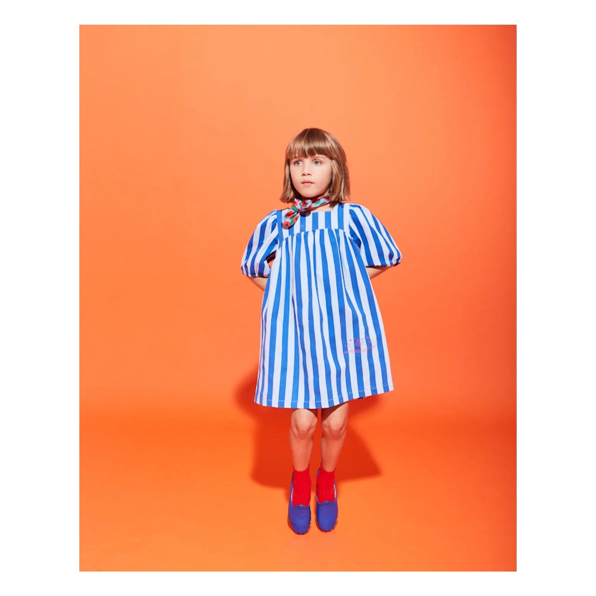 Wynken - Striped Puff Dress | Blue