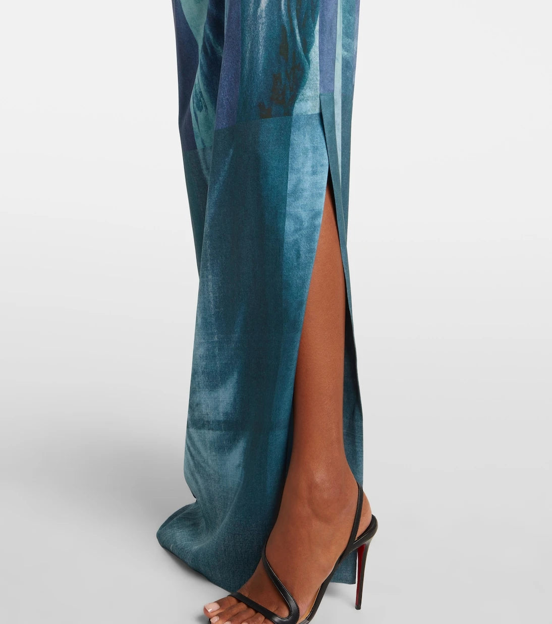 Jean Paul Gaultier - Printed draped satin maxi dress