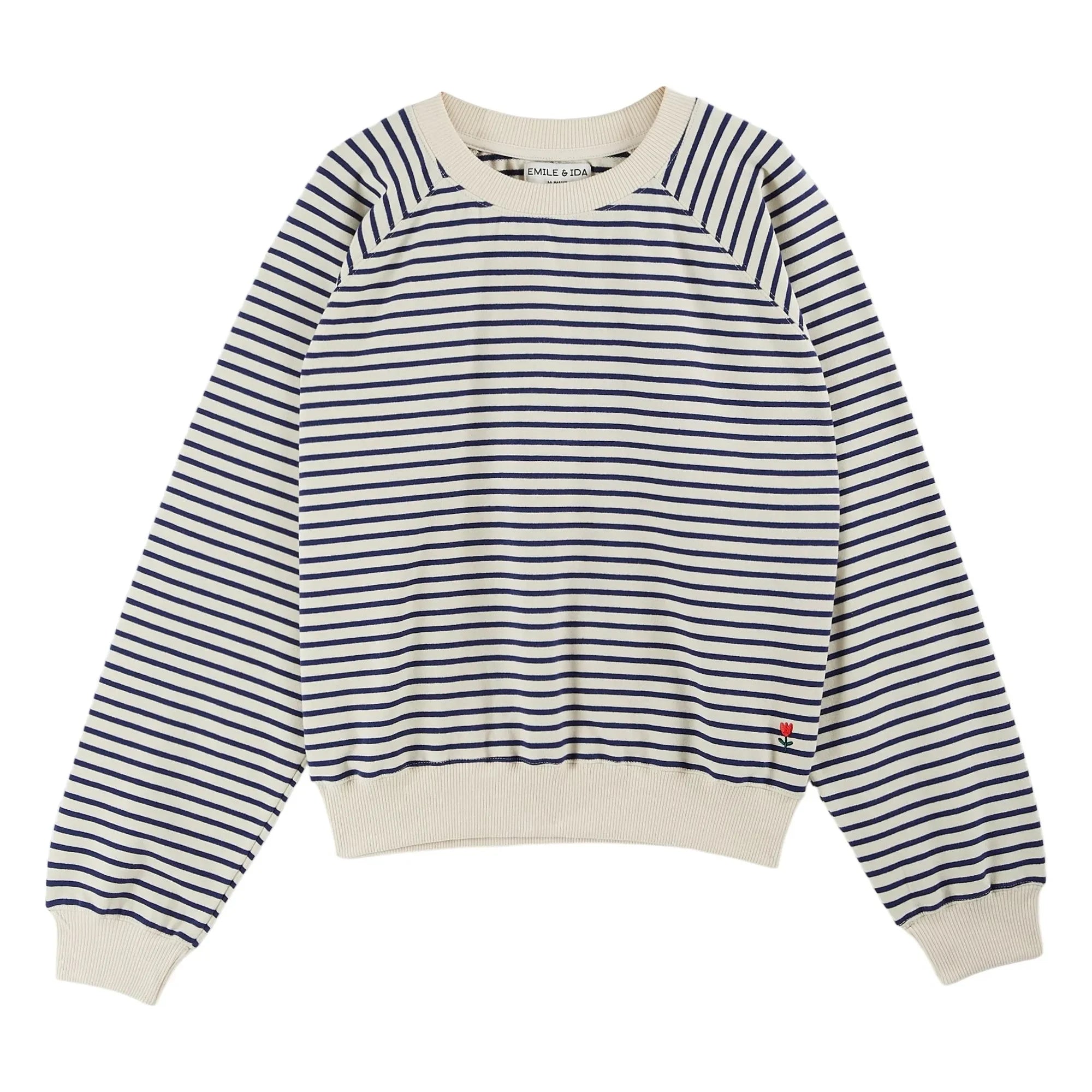 Emile et Ida - Striped Sweat Organic Cotton | Navy blue
