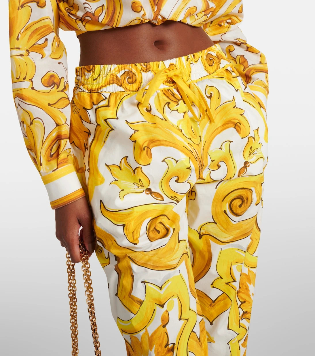 Dolce&Gabbana - Majolica high-rise cotton straight pants