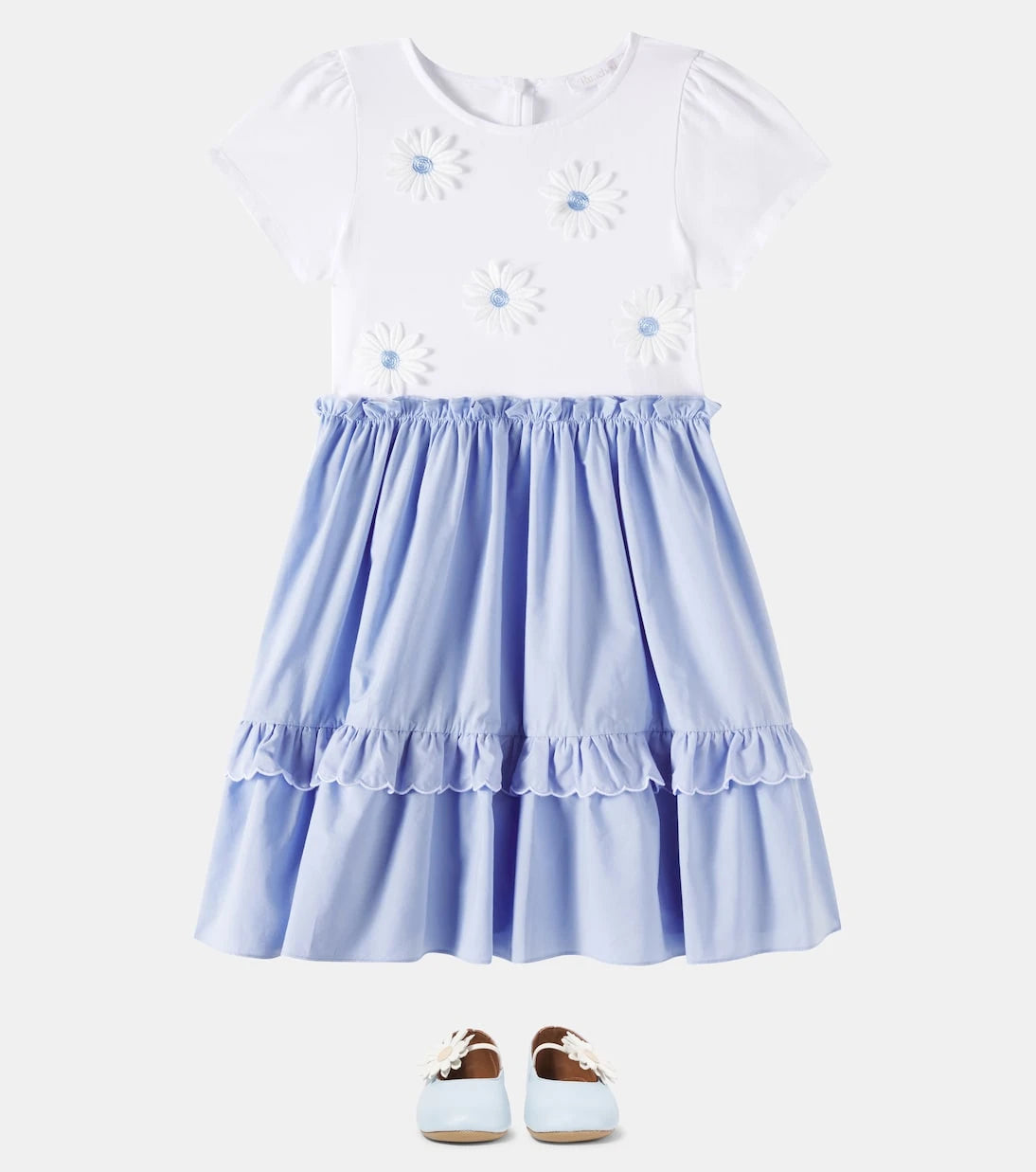 Patachou - Floral-appliqué cotton-blend dress