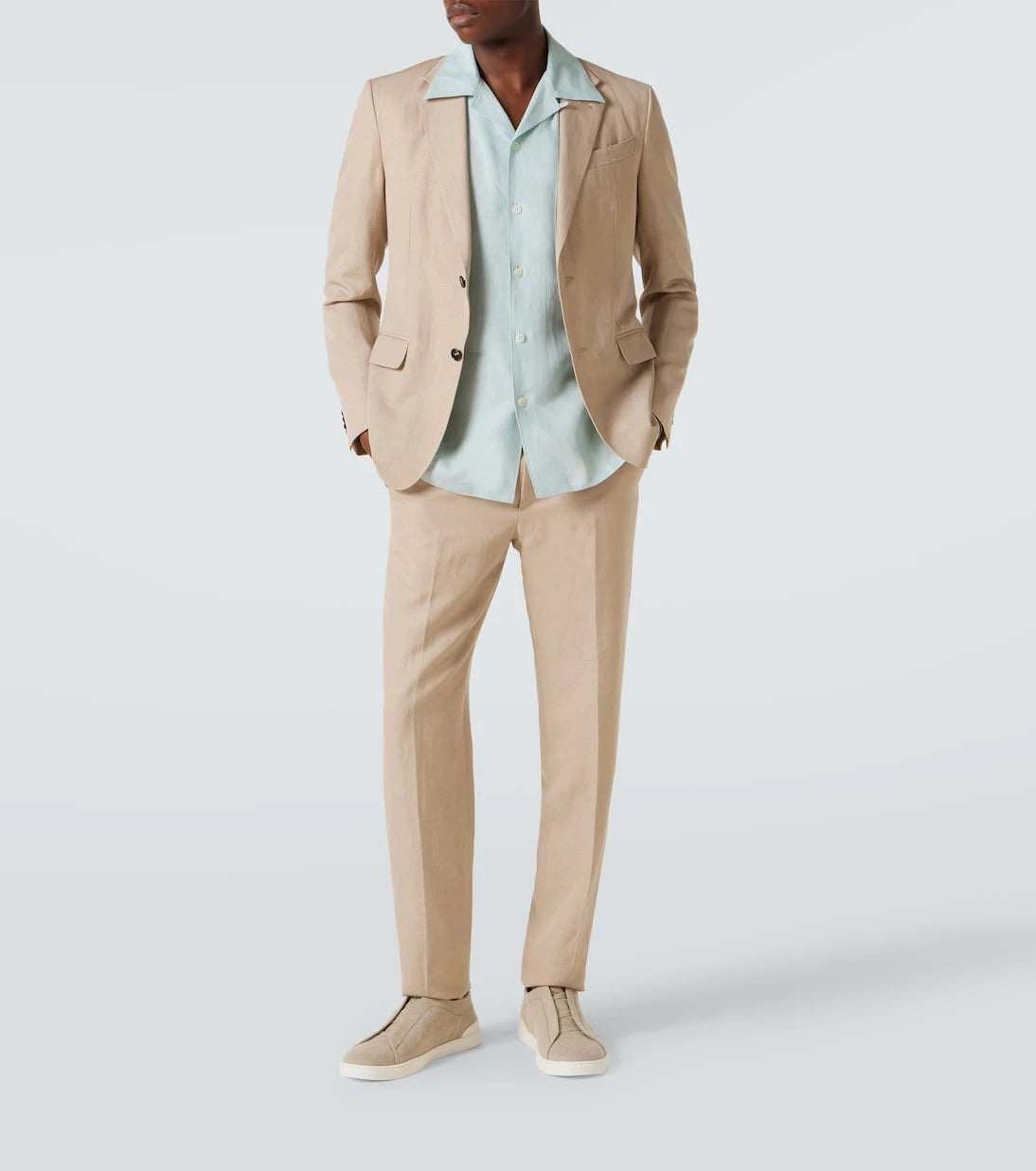 Zegna - قميص بولينج كتان