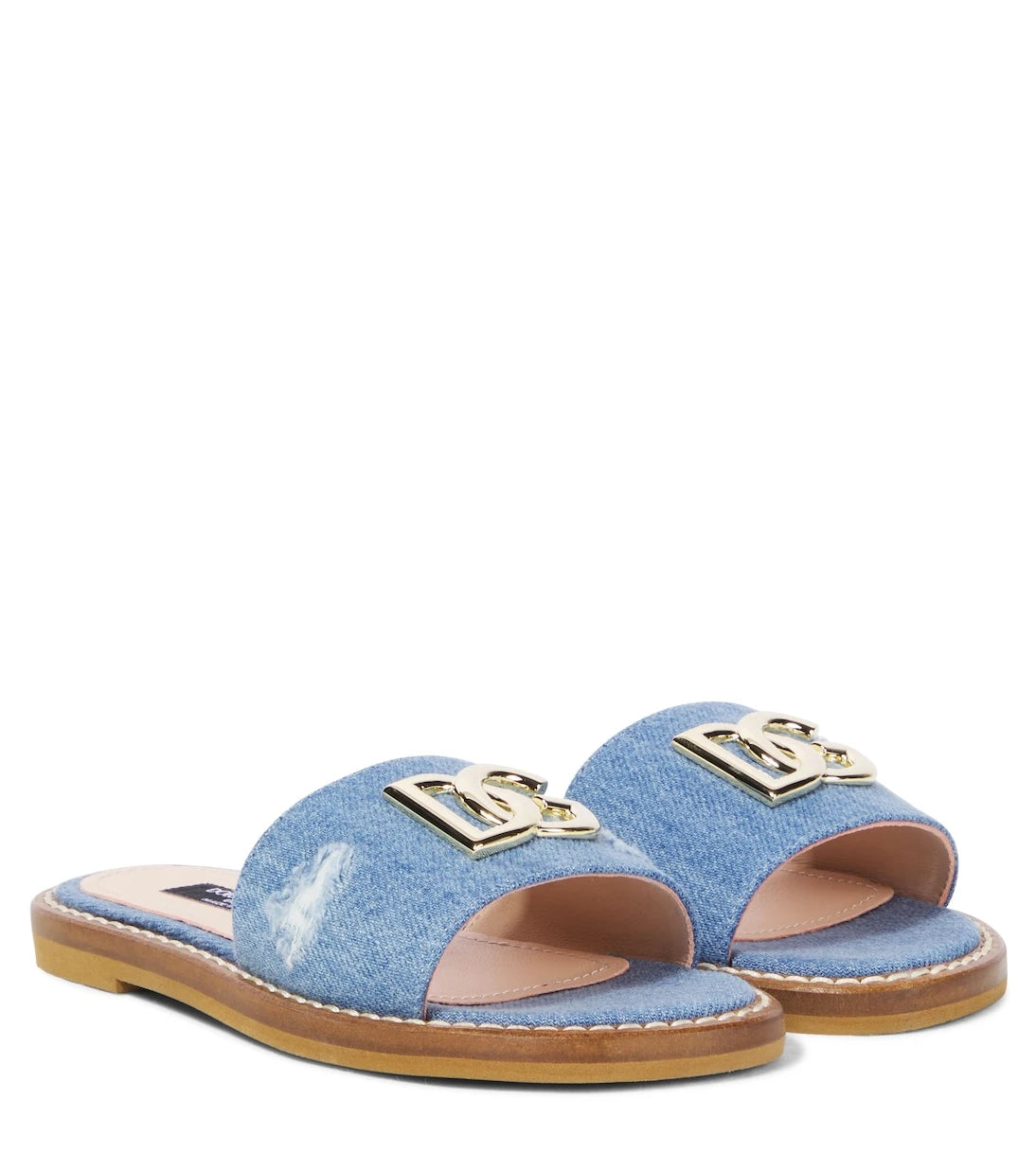 Dolce&Gabbana Kids - DG distressed denim slides