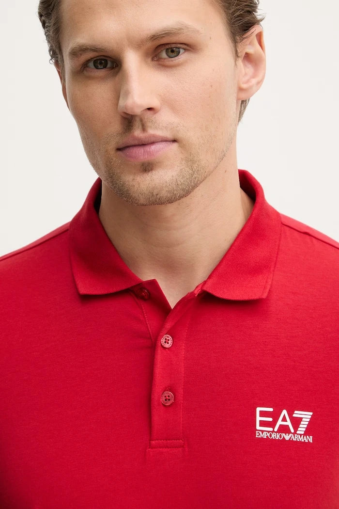 EA7 Emporio Armani erkek pamuklu elastan yakalı tişört