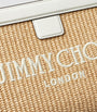 Jimmy Choo White Raffia Leather-Trim Avenue Pouch