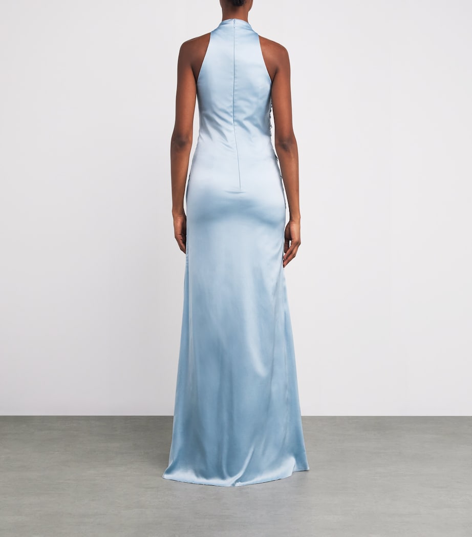 Gaurav Gupta Blue Silk-Blend Embellished Nephele Gown